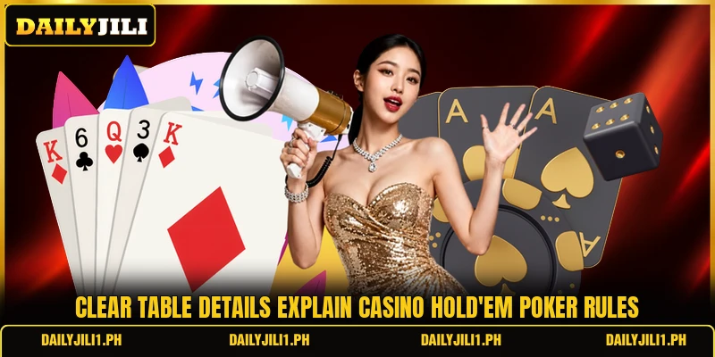 Clear table details explain Casino Hold'em Poker rules