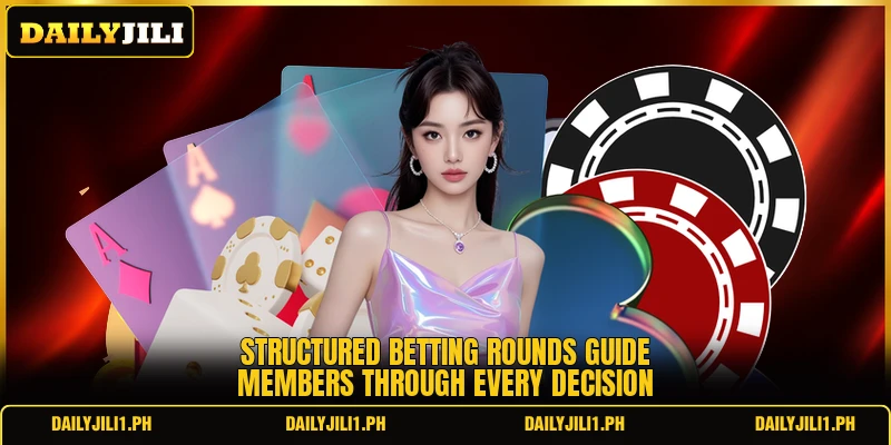 Structured betting rounds guide members through every decision