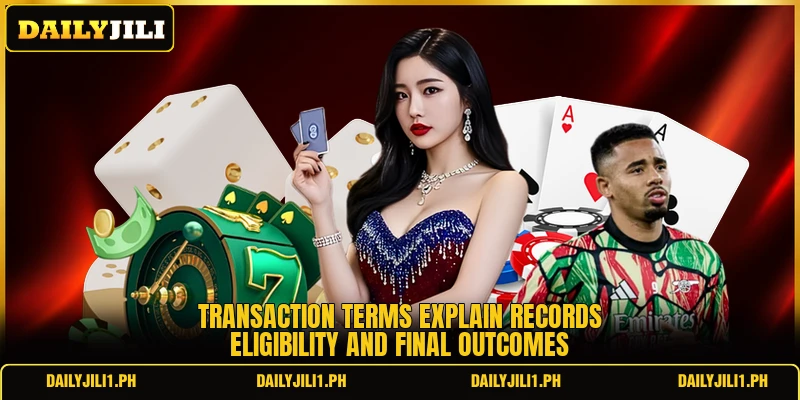 Transaction terms explain records eligibility and final outcomes Transaction terms explain records eligibility and final outcomes